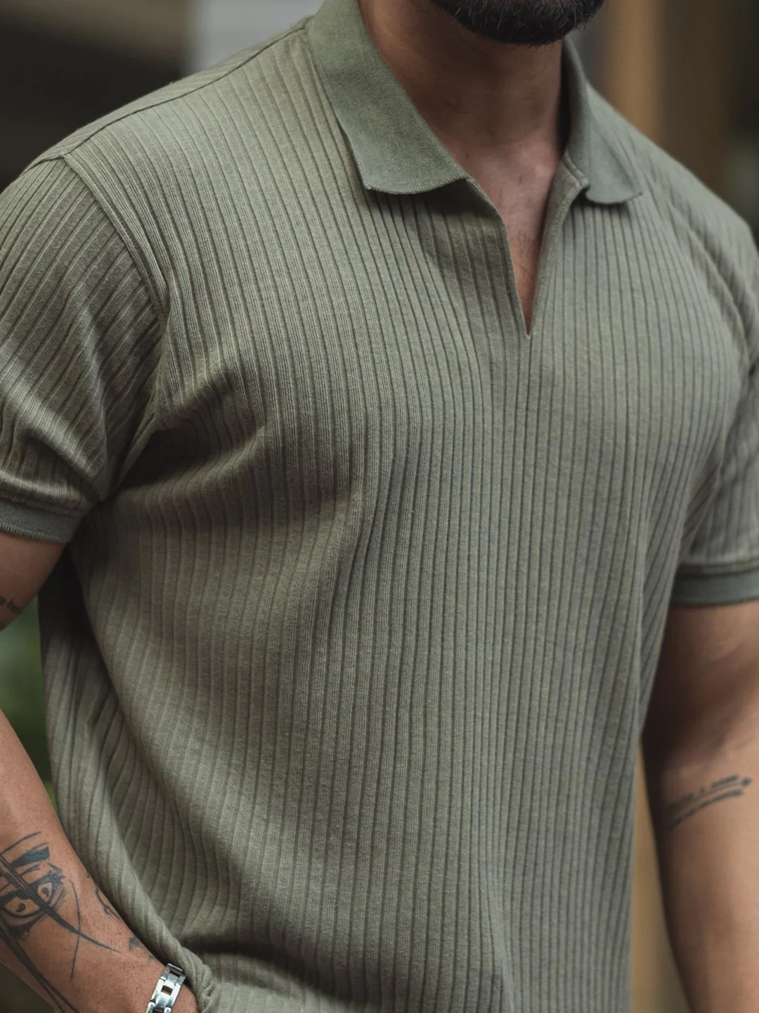Powerlook Men Self Design Polo Collar Cotton T-shirt - Image 2