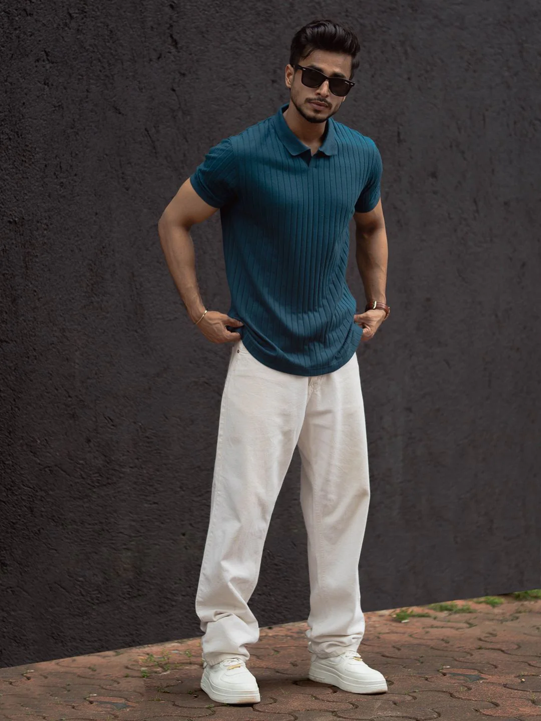 Powerlook Men Self Design Polo Collar Cotton T-shirt - Image 4