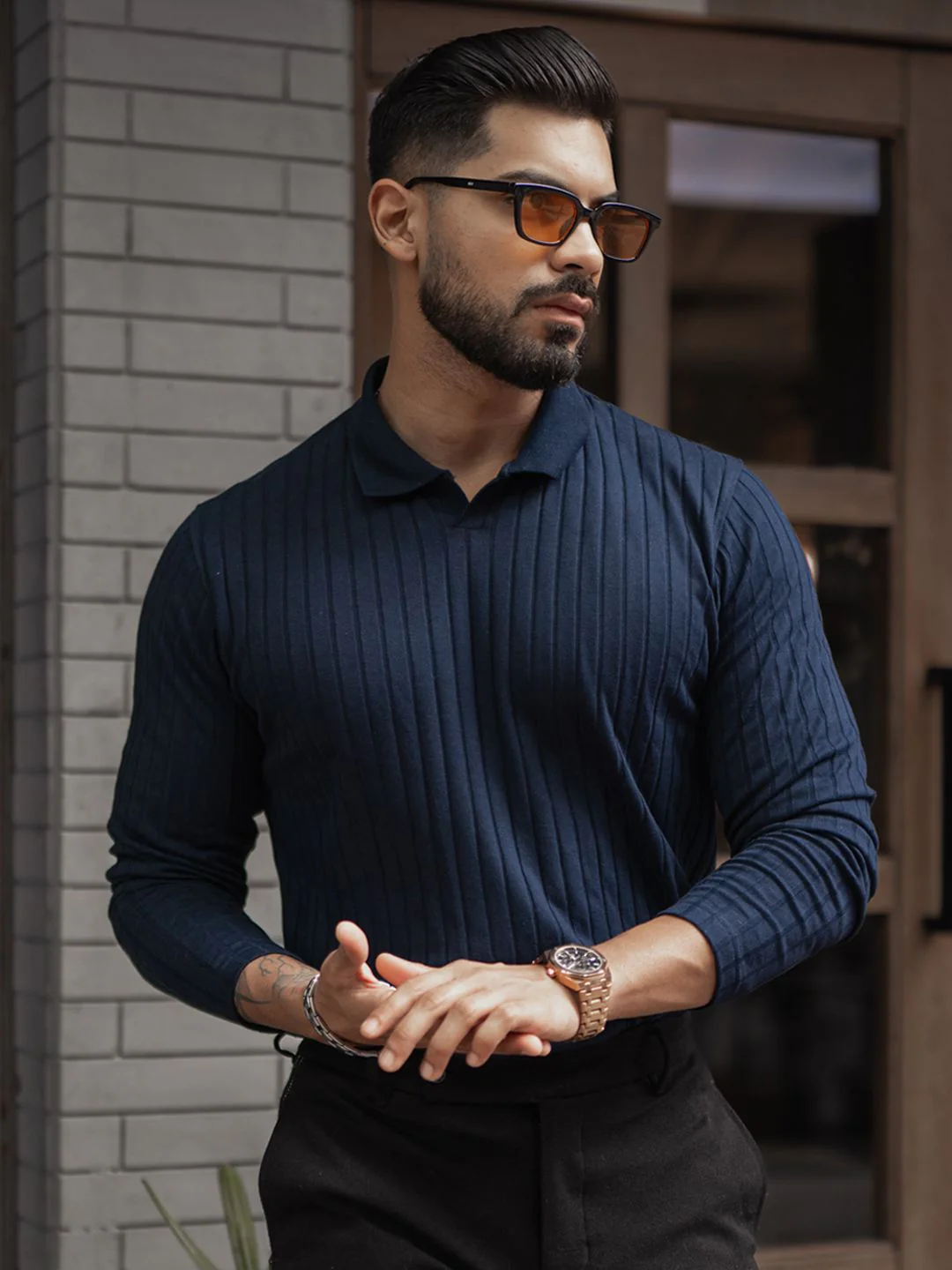 Powerlook Men Self Design Polo Collar Cotton T-shirt - Image 6