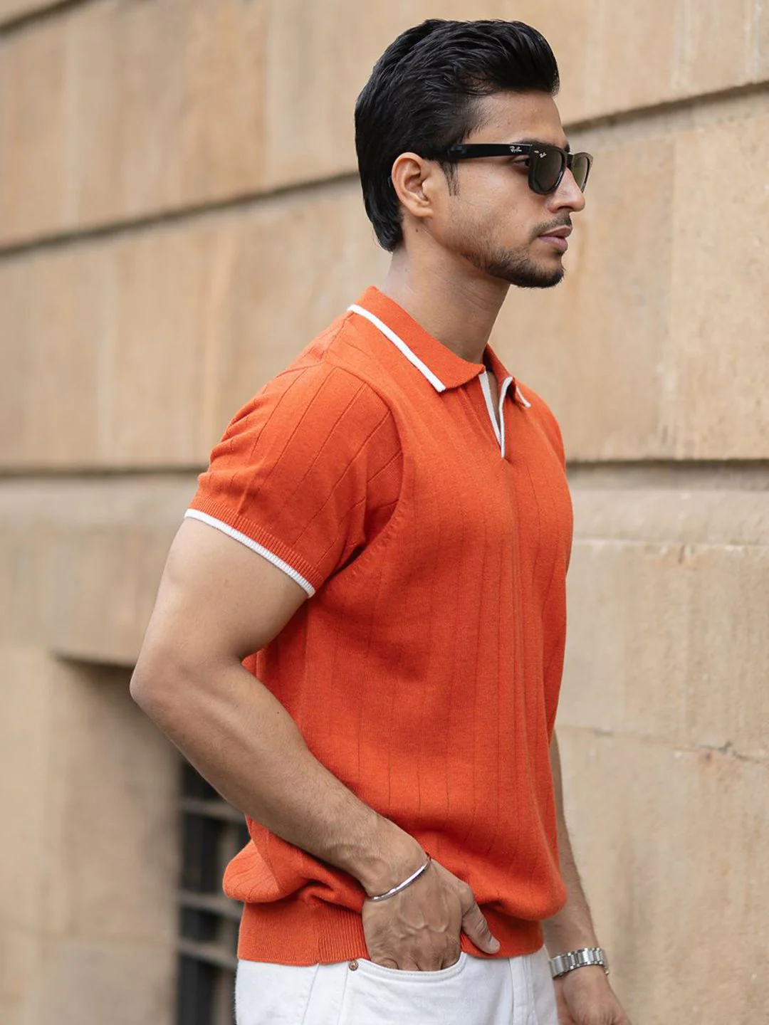 Powerlook Men Self Design Polo Collar Pure Cotton Slim Fit T-shirt - Image 5