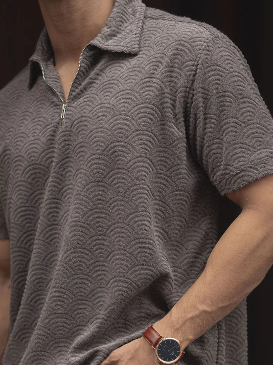 Powerlook Men Self Design Polo Collar T-shirt - Image 2