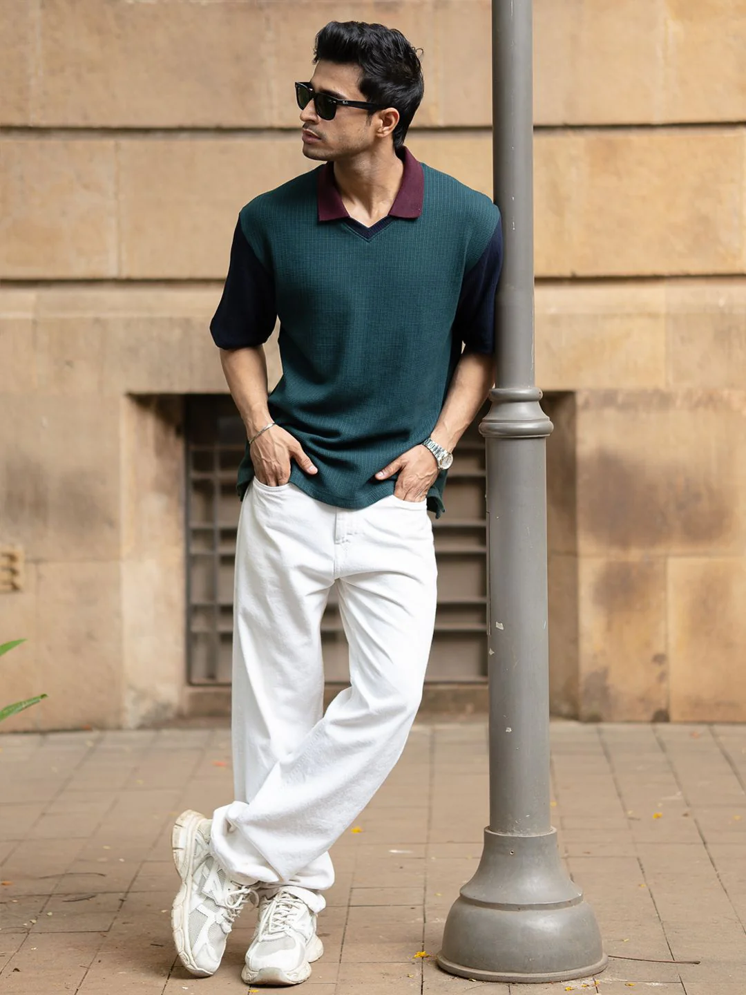 Powerlook Men Self Design Polo Collar T-shirt - Image 4