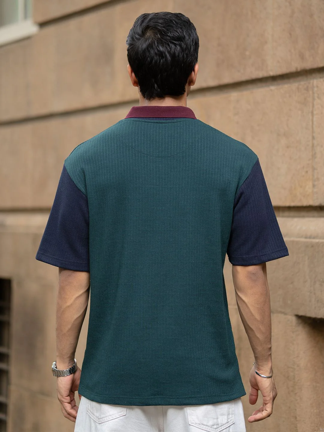 Powerlook Men Self Design Polo Collar T-shirt - Image 5