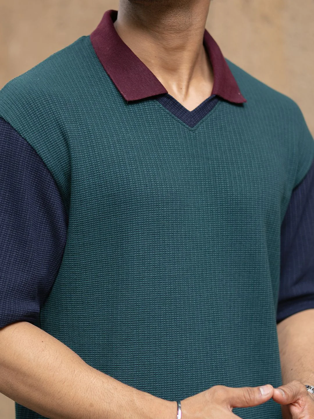 Powerlook Men Self Design Polo Collar T-shirt - Image 7