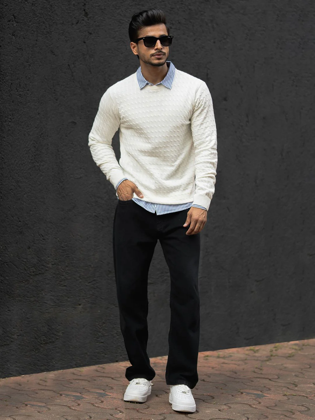 Powerlook Men Self Design Round Neck Cotton T-shirt - Image 4