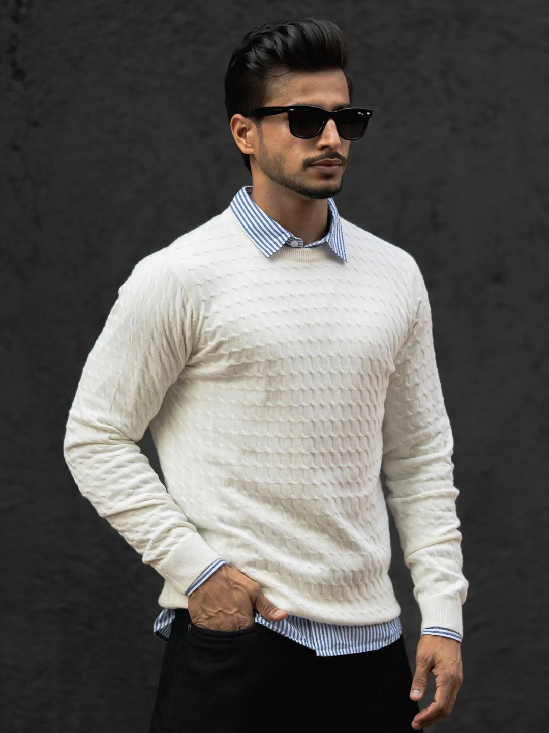 Powerlook Men Self Design Round Neck Cotton T-shirt - Image 7