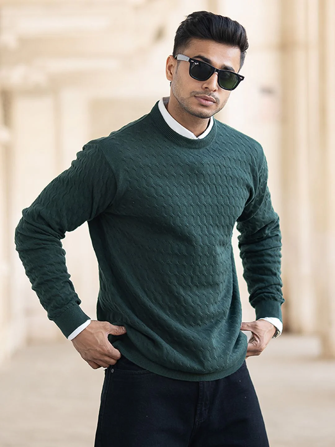Powerlook Men Self-Design Pullover Sweater - Image 6