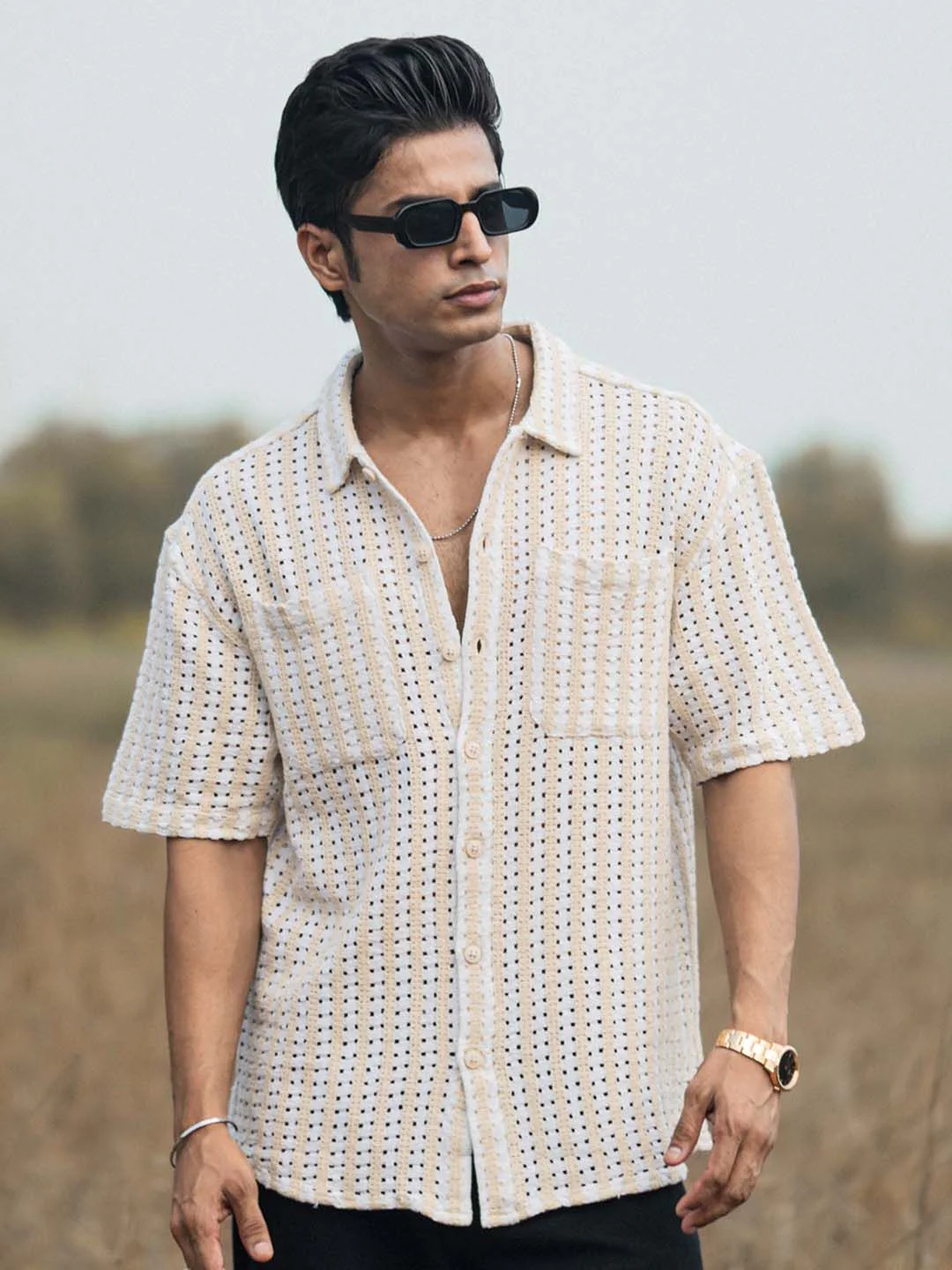 Powerlook Men Semi Sheer Oversized Casual Shirt - Image 6