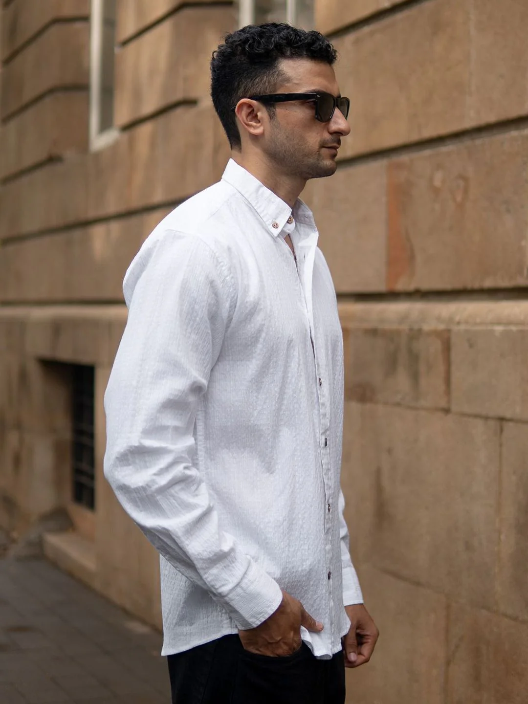 Powerlook Men Slim Fit Solid Button-Down Collar Cotton Casual Shirt - Image 3
