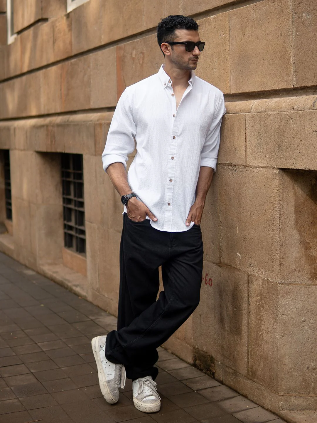 Powerlook Men Slim Fit Solid Button-Down Collar Cotton Casual Shirt - Image 4