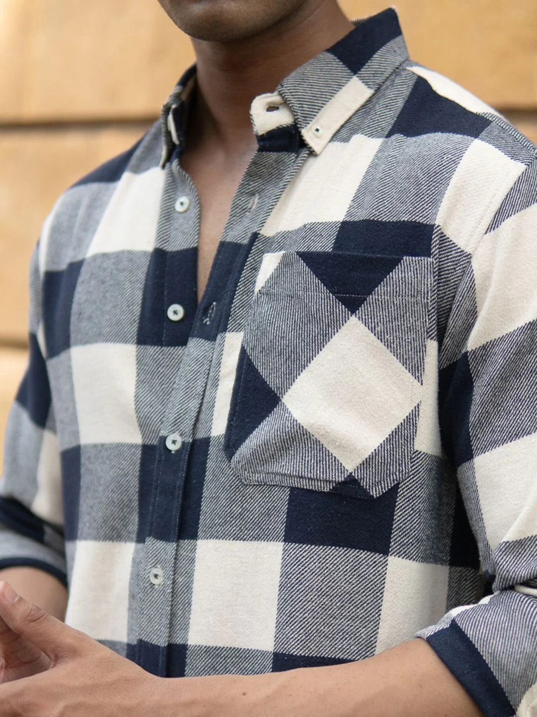 Powerlook Men Slim Fit Windowpane Checked Button-Down Collar Casual Shirt - Image 7