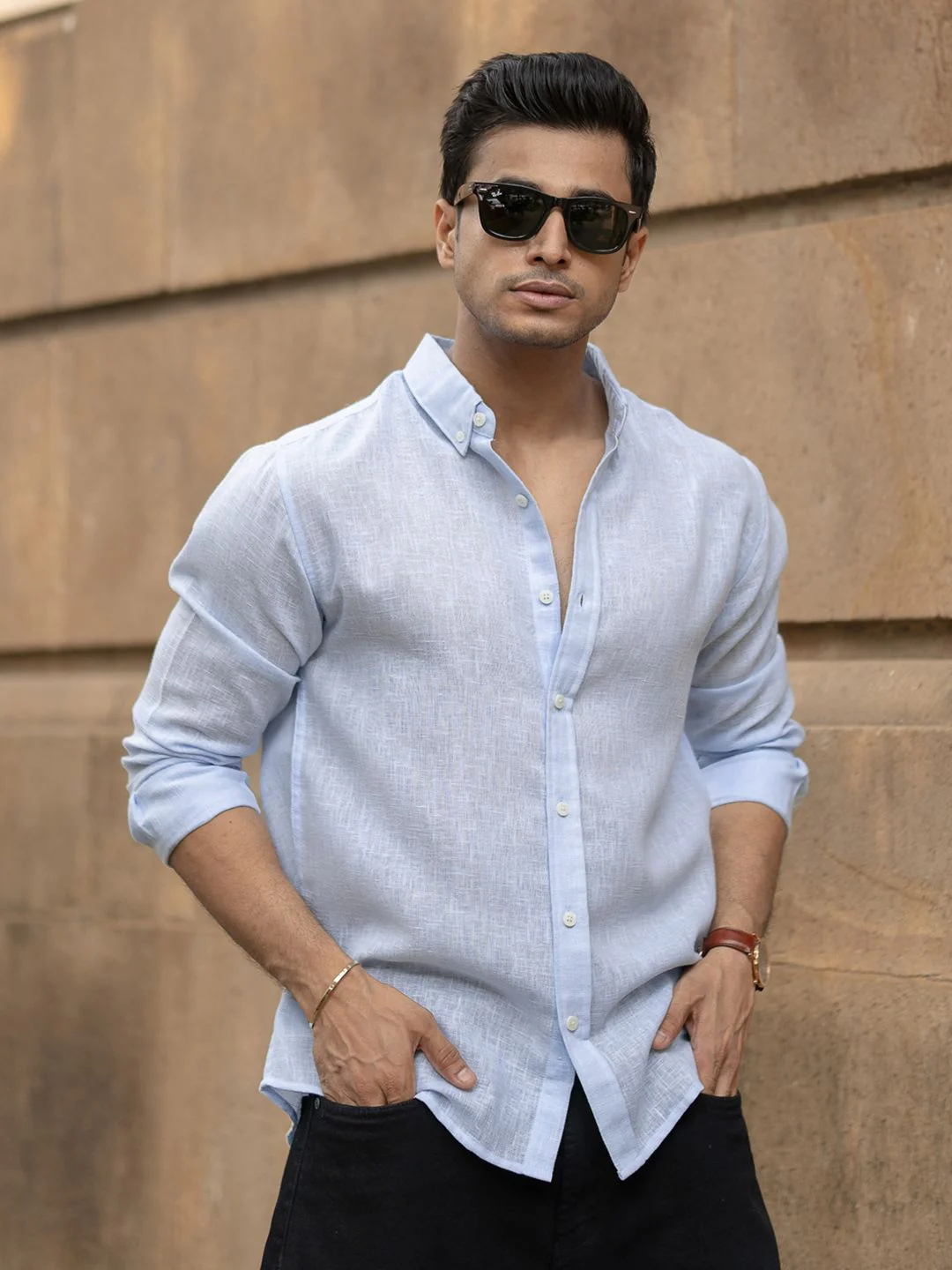 Powerlook Men Solid Button-Down Collar Casual Shirt - Image 2
