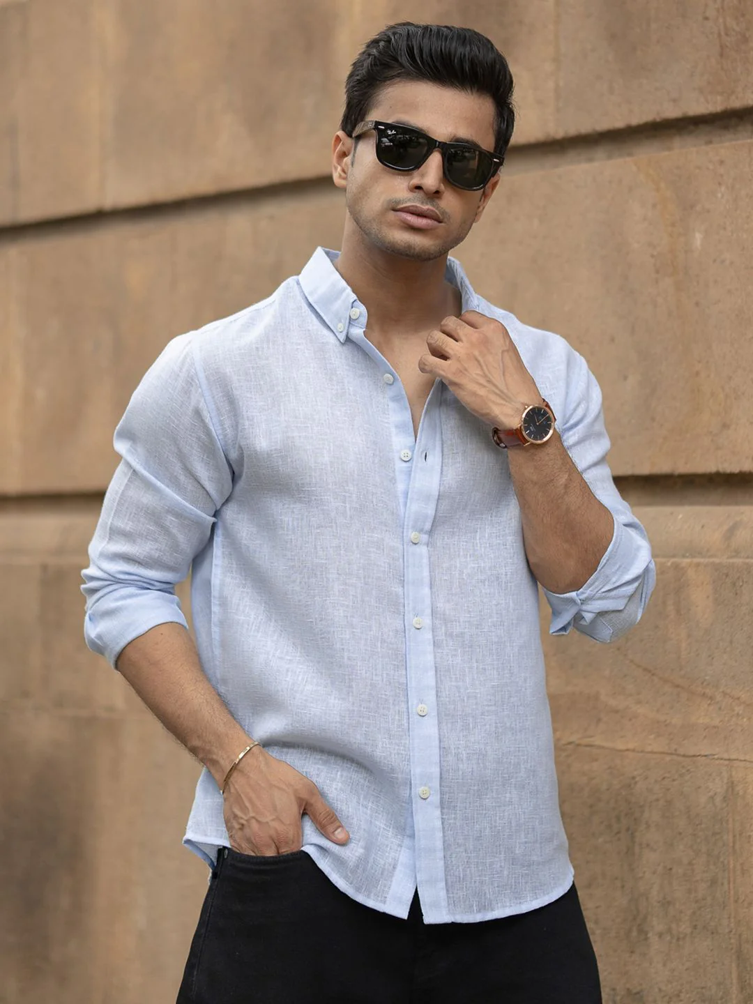 Powerlook Men Solid Button-Down Collar Casual Shirt - Image 7