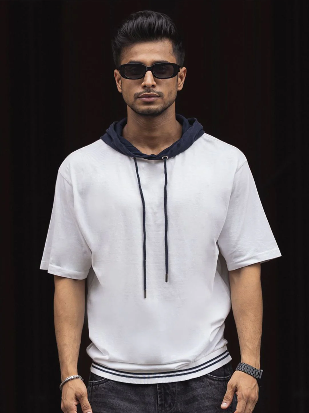 Powerlook Men Solid Hooded Drop-Shoulder Sleeves Pure Cotton Oversized T-shirt - Image 2