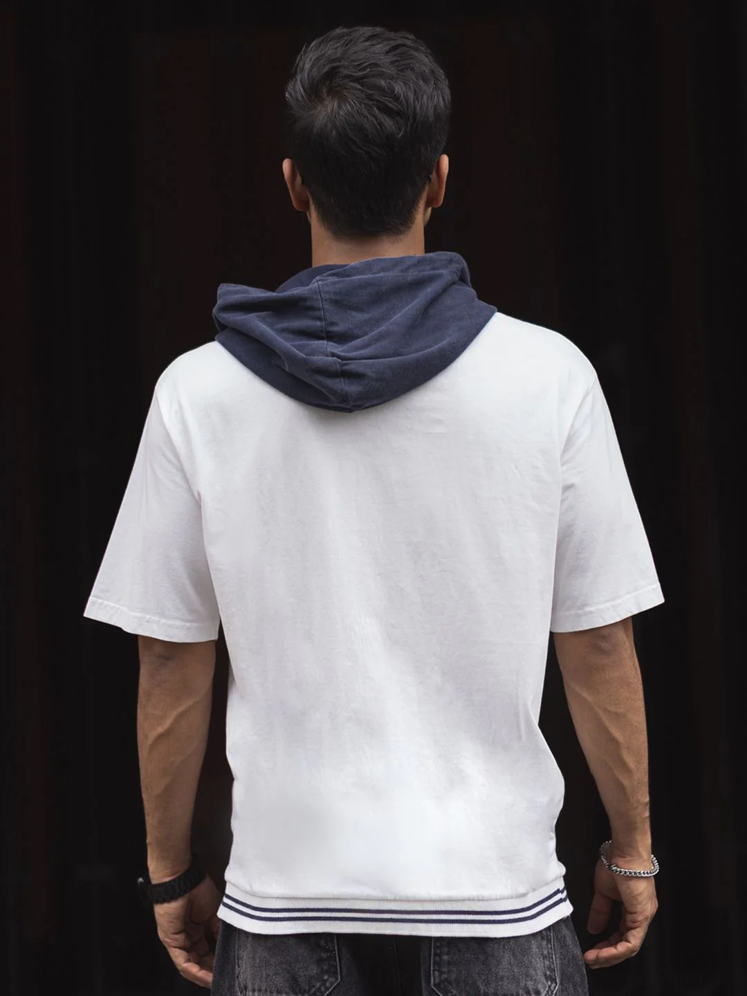 Powerlook Men Solid Hooded Drop-Shoulder Sleeves Pure Cotton Oversized T-shirt - Image 4