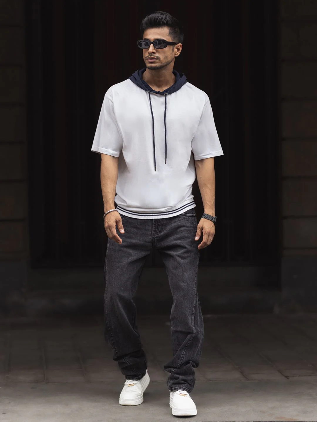 Powerlook Men Solid Hooded Drop-Shoulder Sleeves Pure Cotton Oversized T-shirt - Image 6