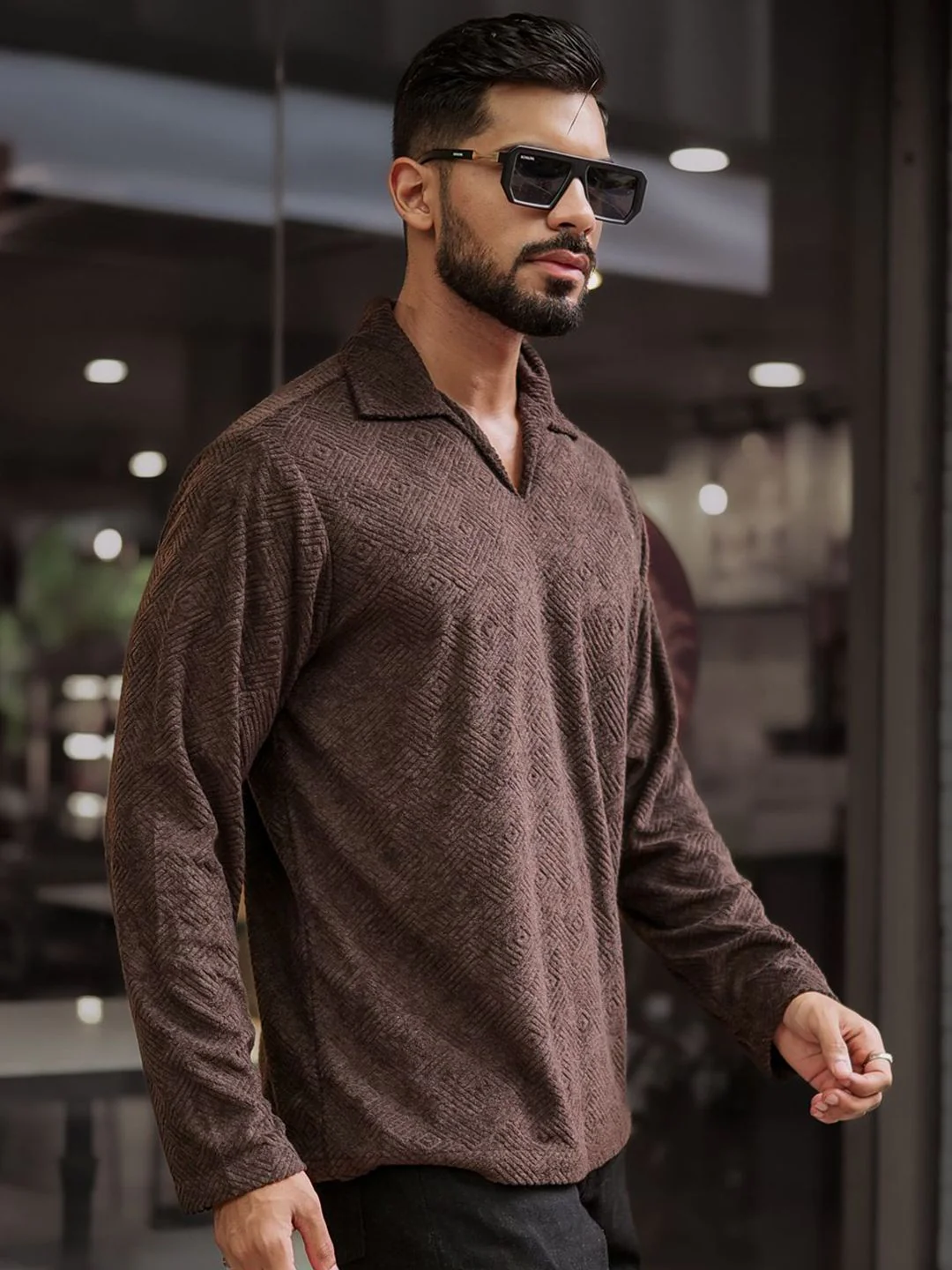 Powerlook Men Solid Polo Collar Cotton T-shirt - Image 3
