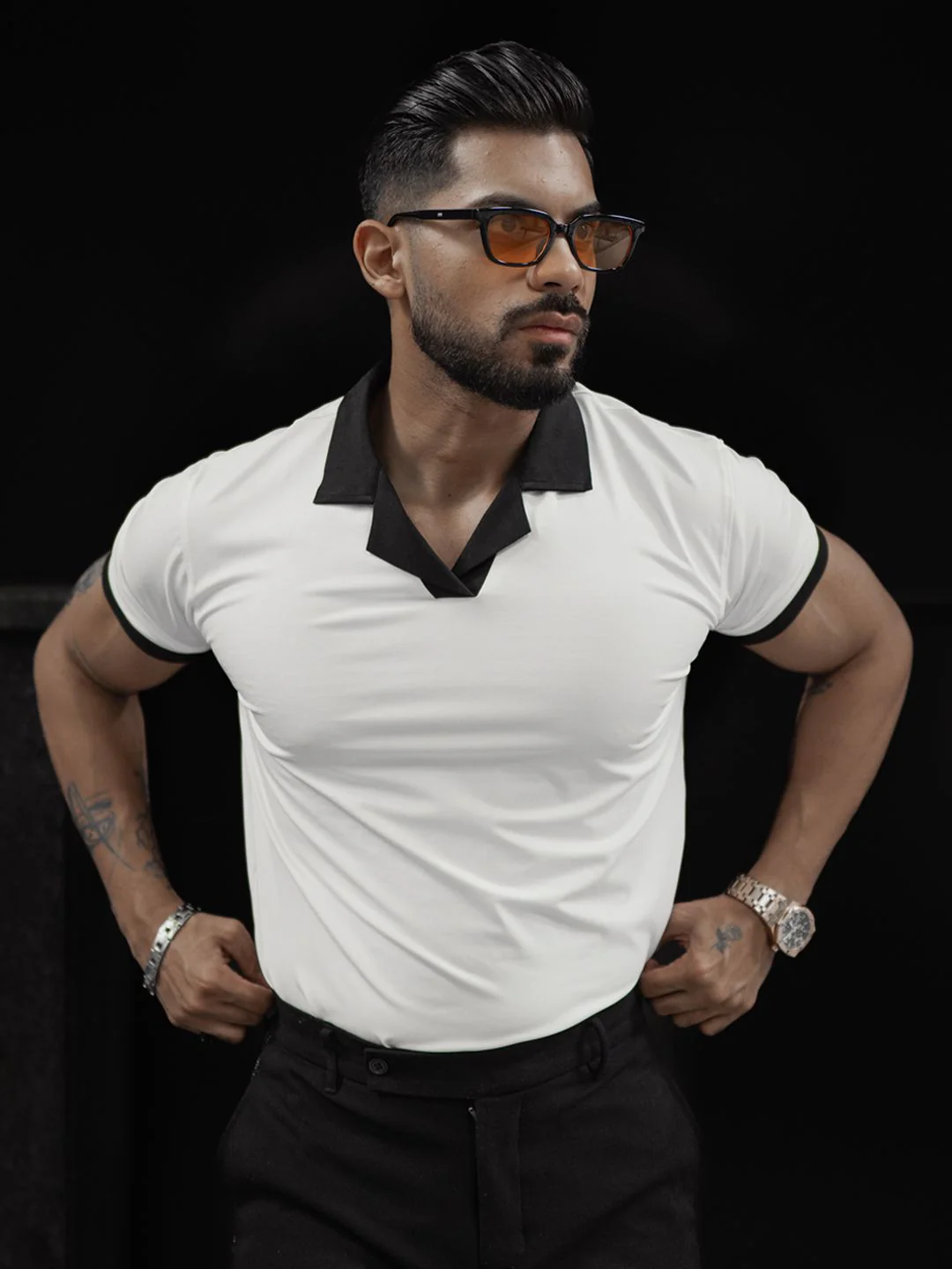 Powerlook Men Solid Polo Collar Cotton T-shirt - Image 6