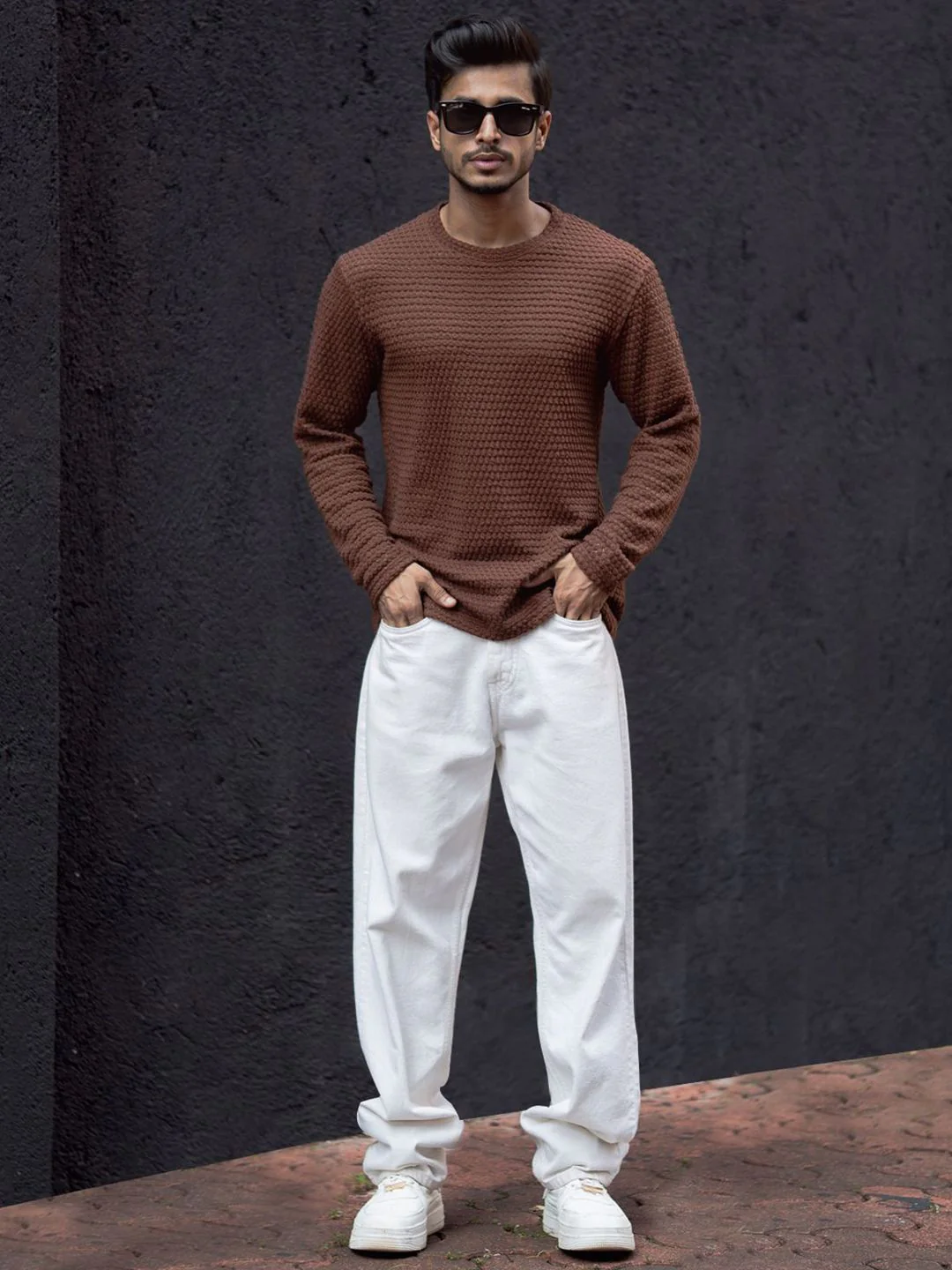 Powerlook Men Solid Round Neck Cotton T-shirt - Image 6