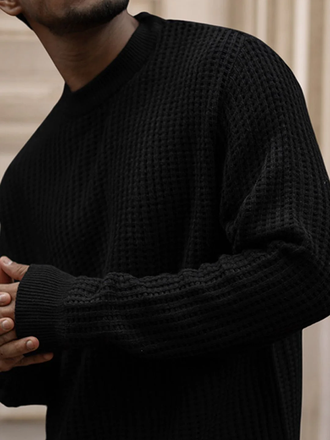 Powerlook Men Solid Round Neck Pullover - Image 2