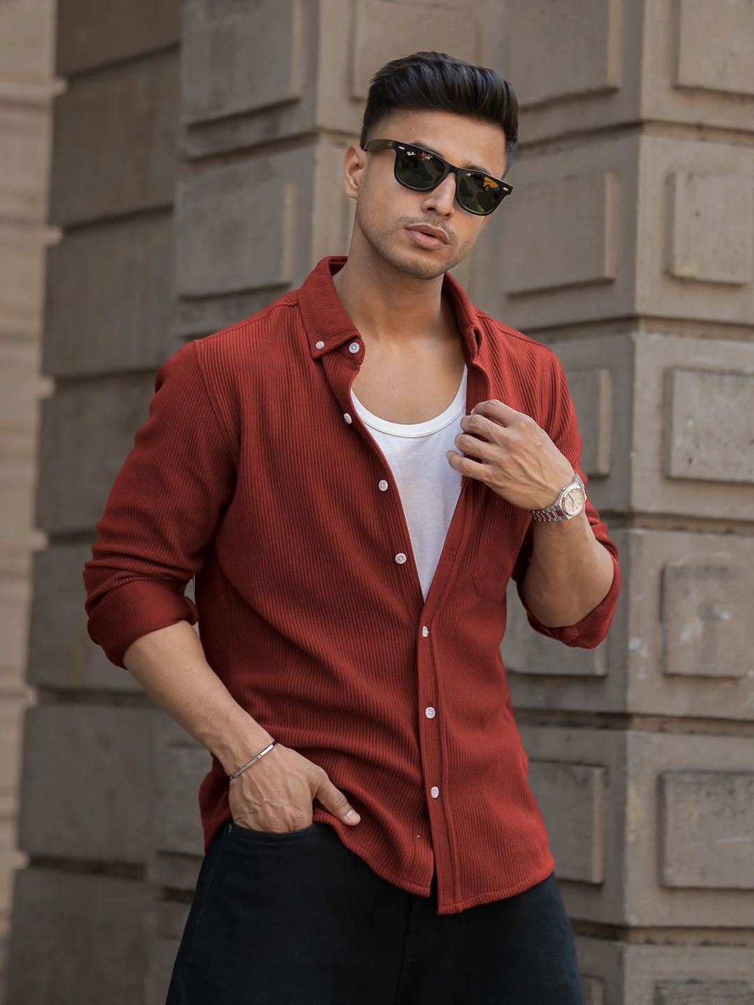 Powerlook Men Solid Spread Collar Casual Shirt - Image 6