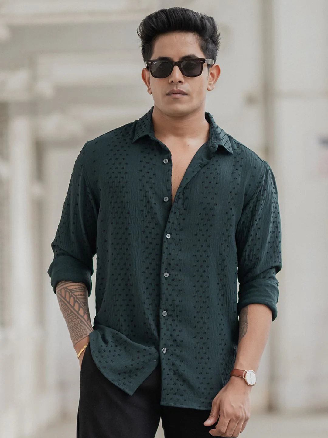 Powerlook Men Spread Collar Abstract Printed Casual Shirt - Image 2