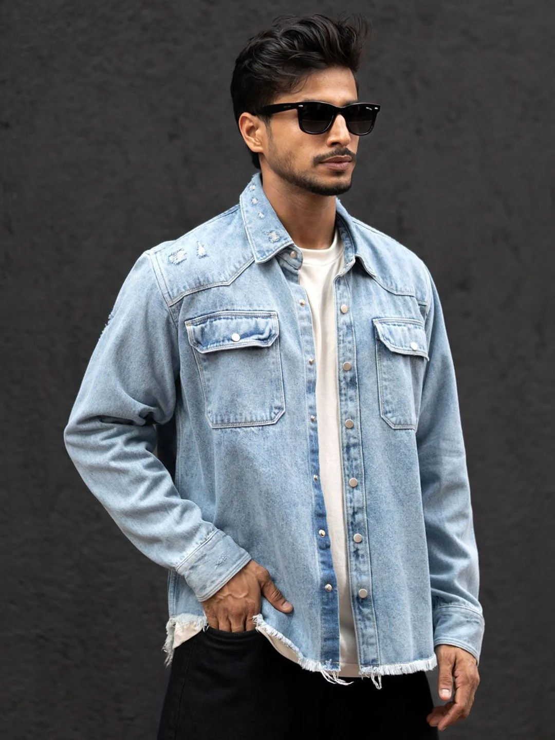 Powerlook Men Spread Collar Faded Cotton Casual Shirt - Image 3