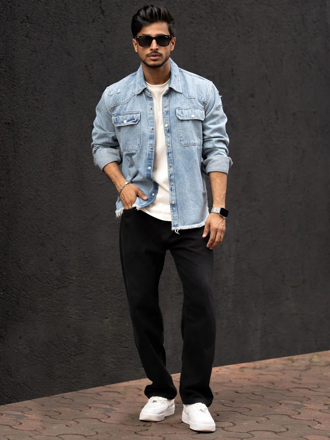 Powerlook Men Spread Collar Faded Cotton Casual Shirt - Image 4