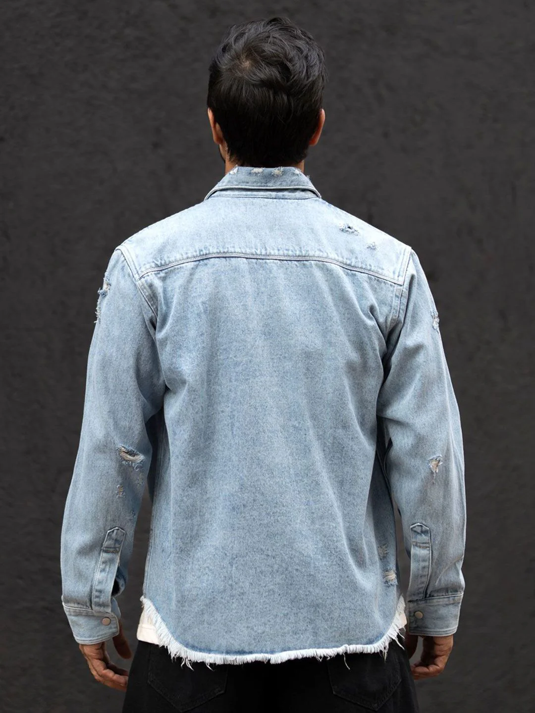 Powerlook Men Spread Collar Faded Cotton Casual Shirt - Image 5