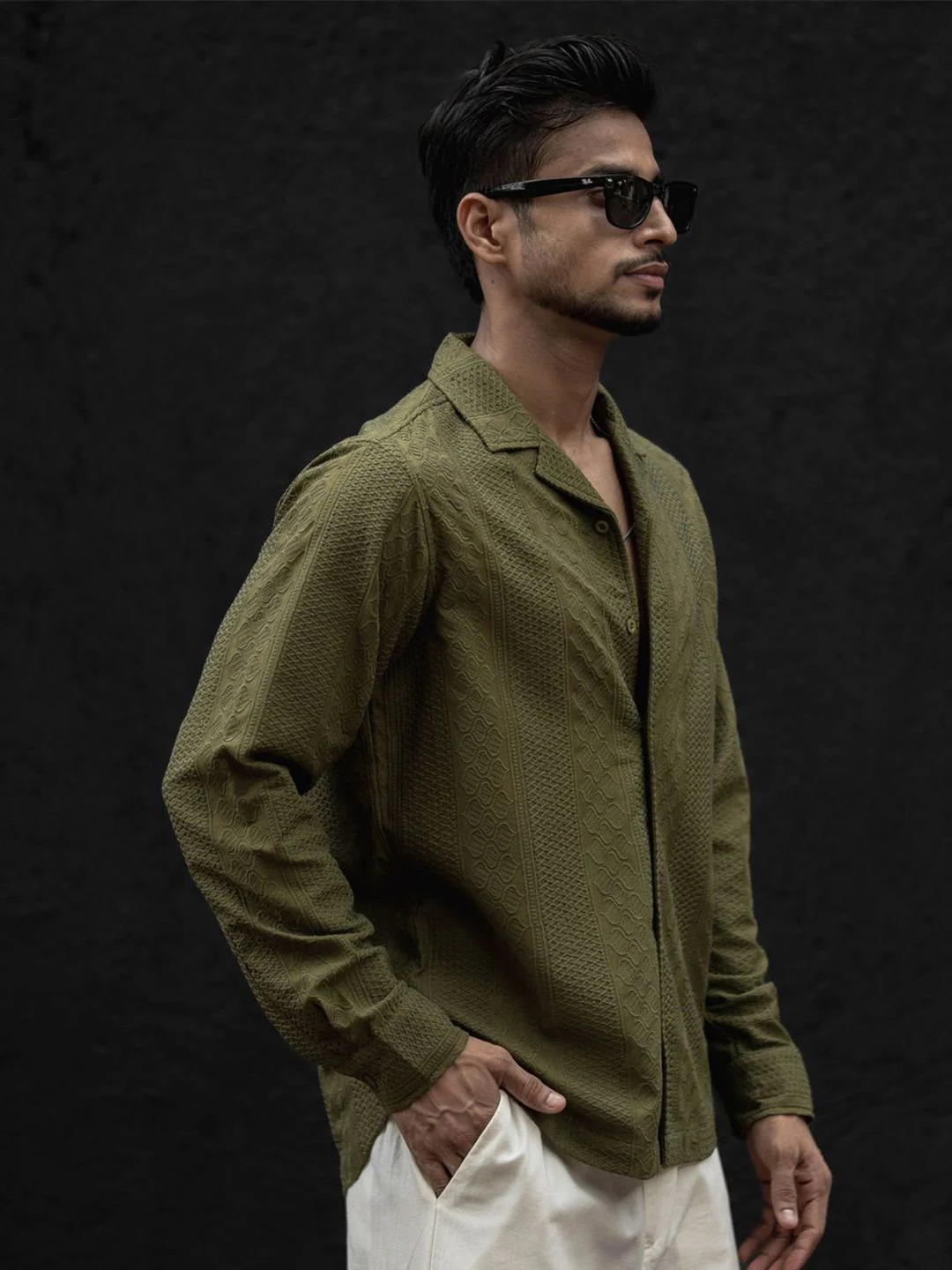 Powerlook Men Spread Collar Solid Casual Shirt - Image 3
