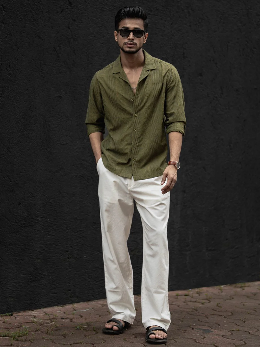 Powerlook Men Spread Collar Solid Casual Shirt - Image 4