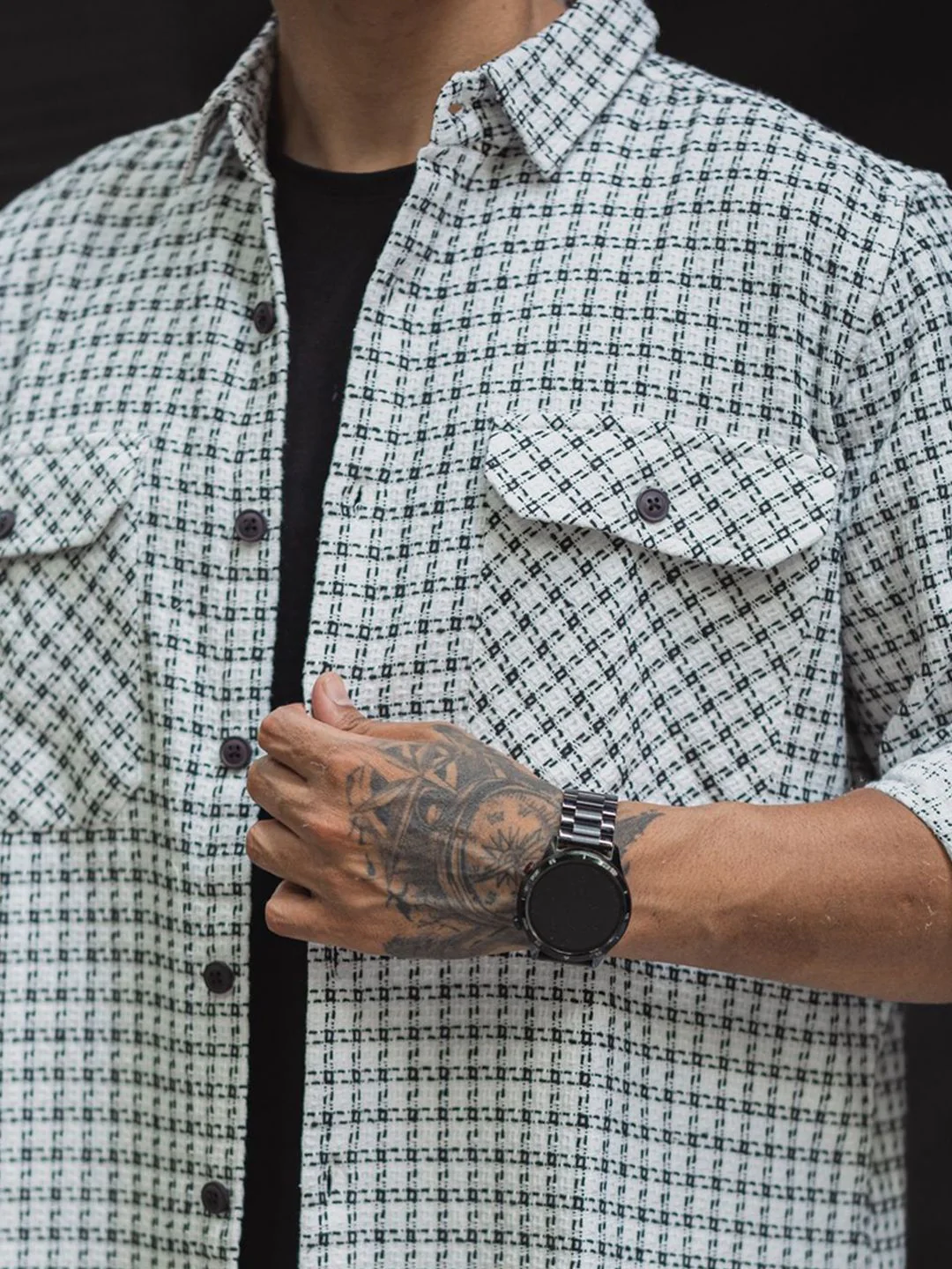 Powerlook Men Spread Collar Tartan Checked Cotton Casual Shirt - Image 2