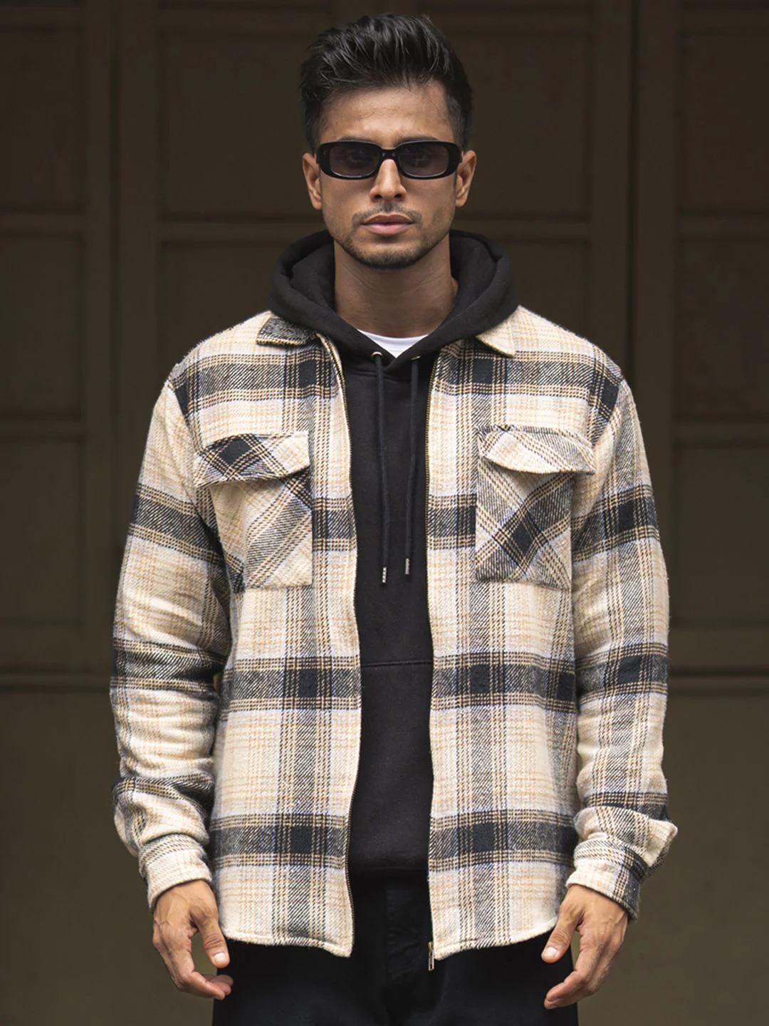 Powerlook Men Spread Collar Tartan Checked Cotton Casual Shirt - Image 2