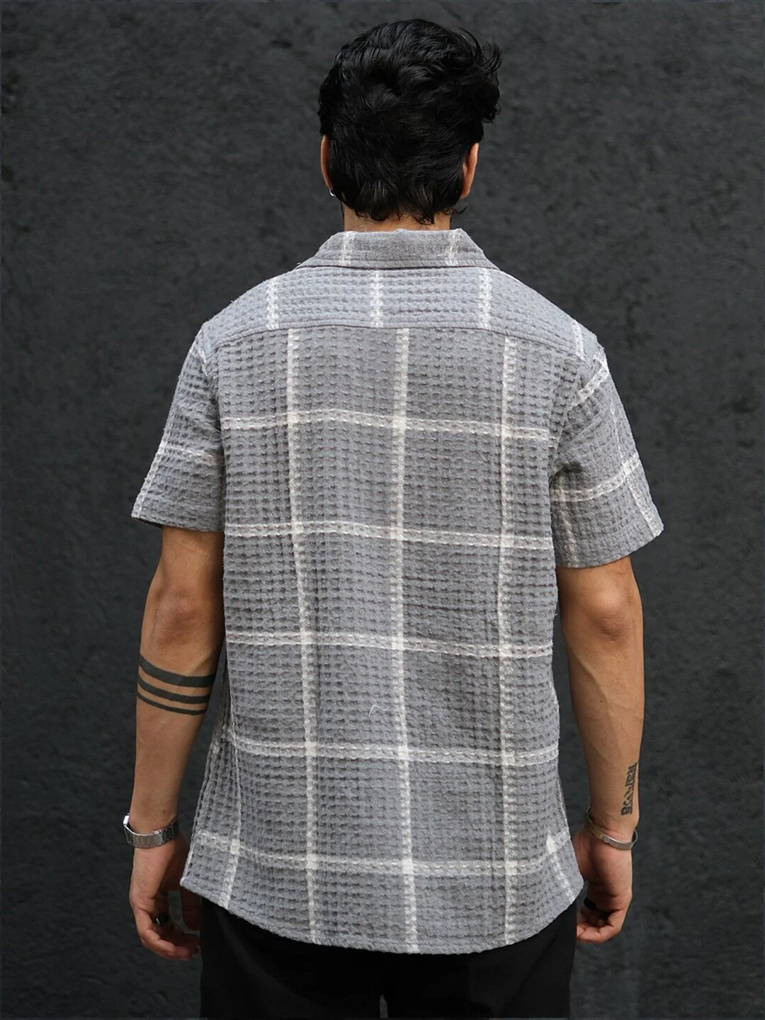 Powerlook Men Spread Collar Tartan Checks Self Design Opaque Checked Casual Shirt - Image 4