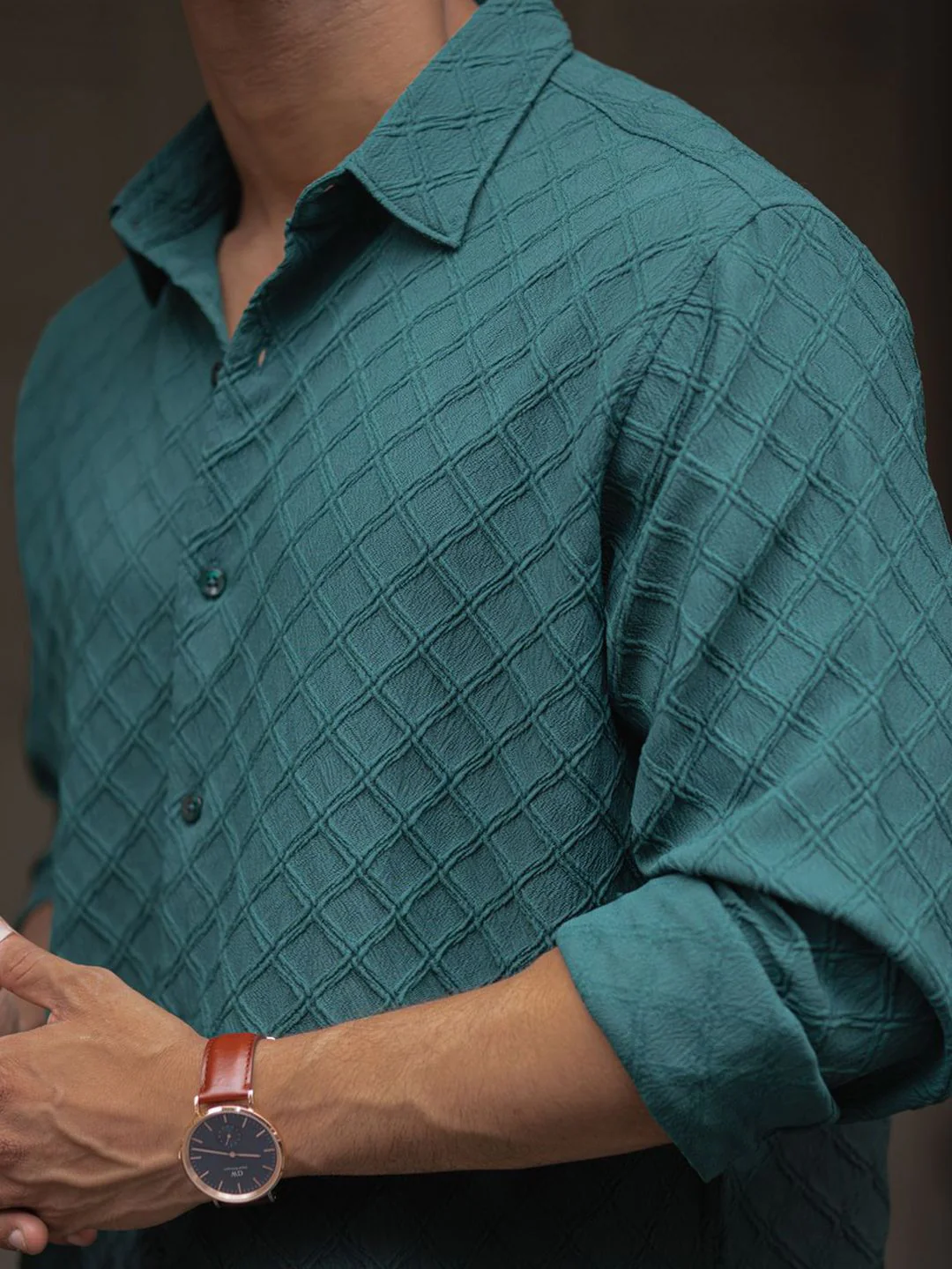 Powerlook Men Spread Collar Textured Casual Shirt - Image 2