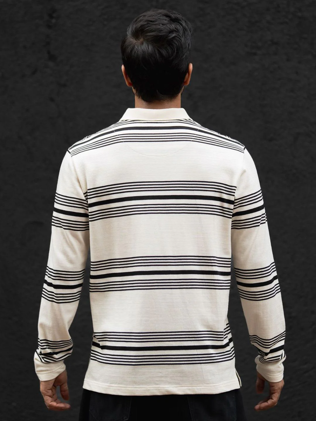 Powerlook Men Striped Polo Collar Cotton T-shirt - Image 5