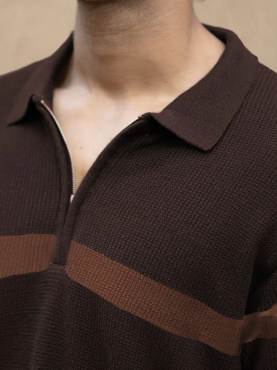 Powerlook Men Striped Polo Collar Cotton T-shirt - Image 2