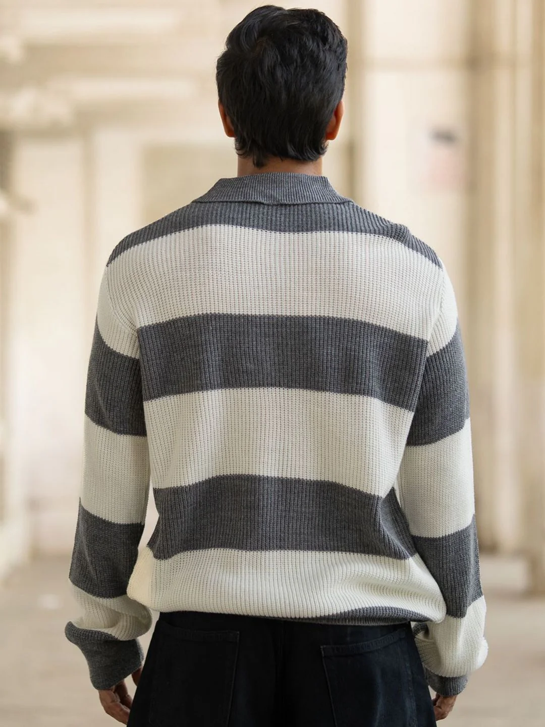 Powerlook Men Striped Polo Collar Full Sleeves Casual T-shirt - Image 5