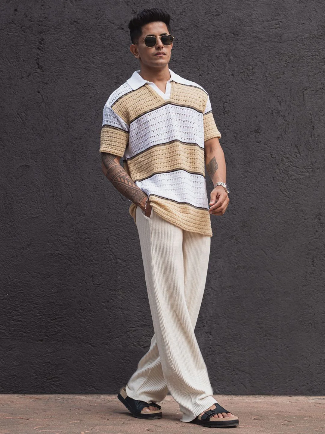 Powerlook Men Striped Polo Collar Pockets T-shirt - Image 6