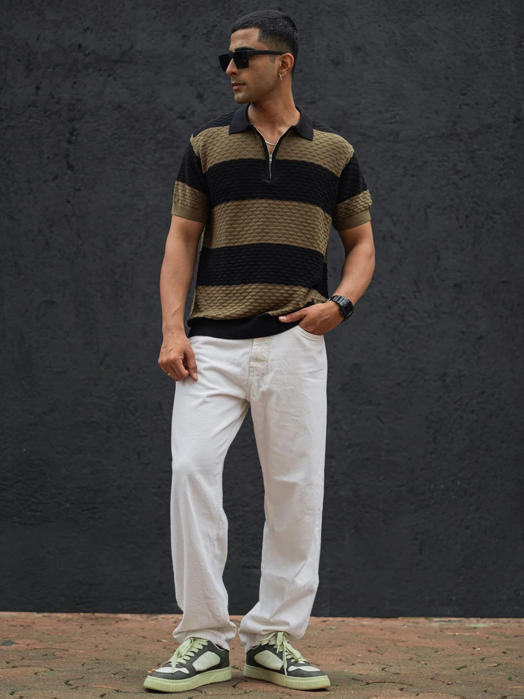 Powerlook Men Striped Polo Collar T-shirt - Image 6