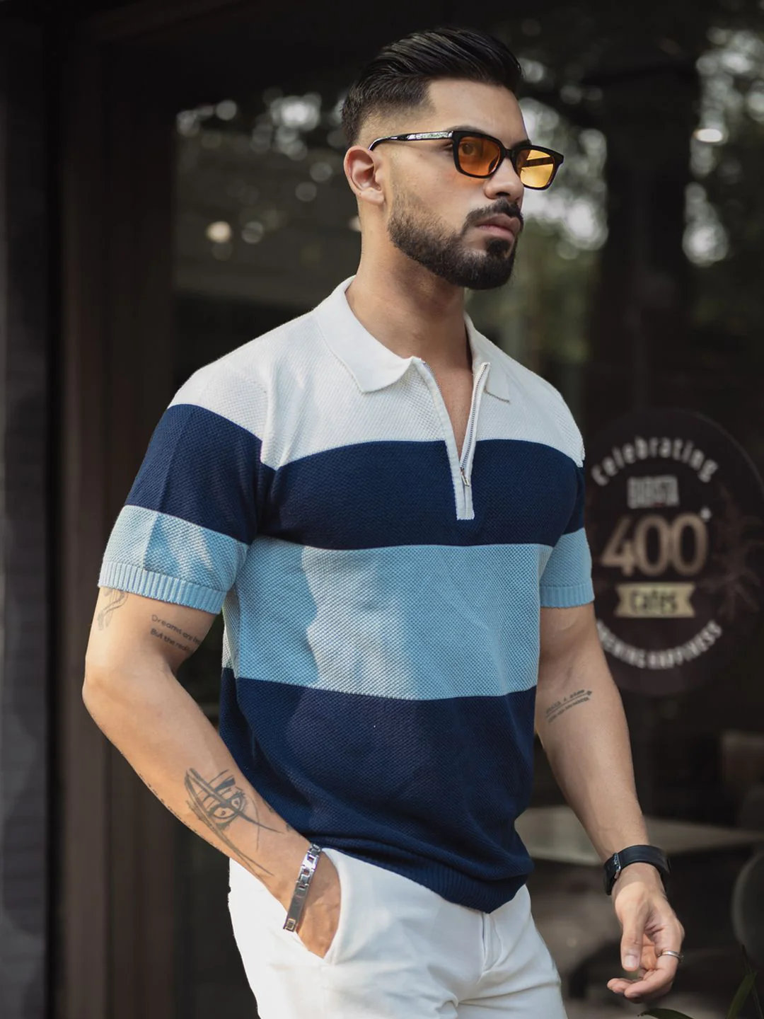 Powerlook Men Striped Polo Collar T-shirt - Image 6