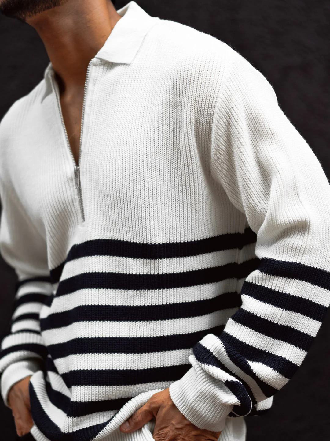 Powerlook Men Striped Polo Collar T-shirt - Image 2