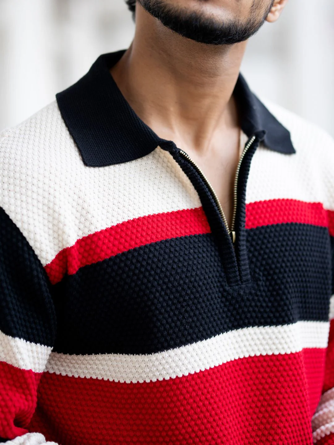 Powerlook Men Striped Polo Collar T-shirt - Image 2