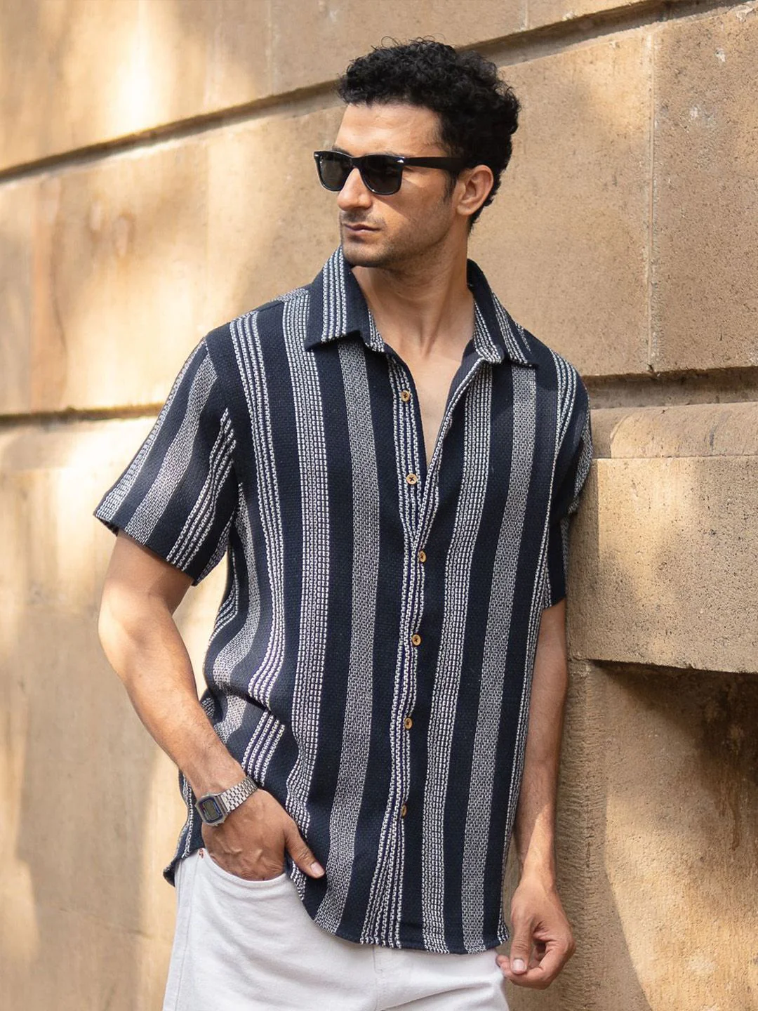 Powerlook Men Striped Spread Collar Cotton Casual Shirt - Image 3
