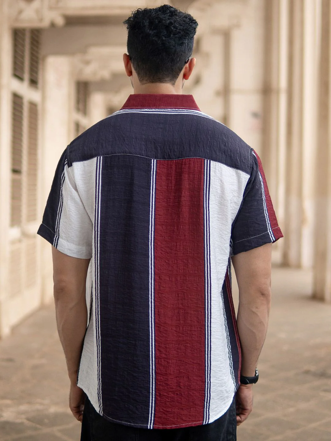 Powerlook Men Striped Spread Collar Lightweight Structure Casual Shirt - Image 5