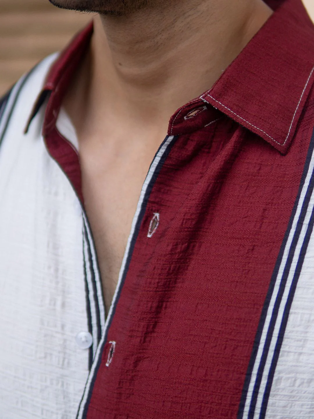 Powerlook Men Striped Spread Collar Lightweight Structure Casual Shirt - Image 7