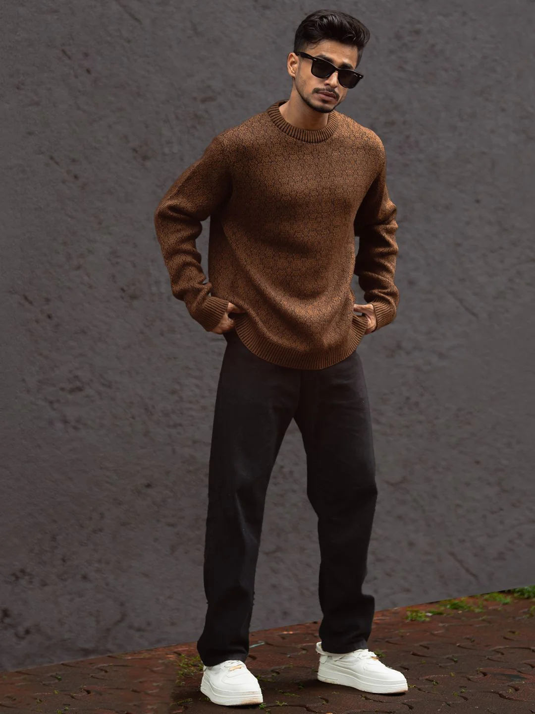 Powerlook Men Speckled Self-Design Acrylic Pullover Sweater - Image 6