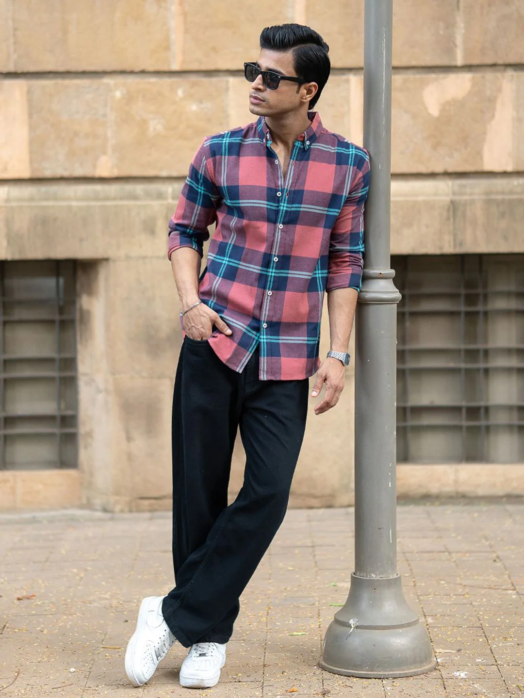 Powerlook Men Tartan Checked Button-Down Collar Cotton Casual Shirt - Image 4