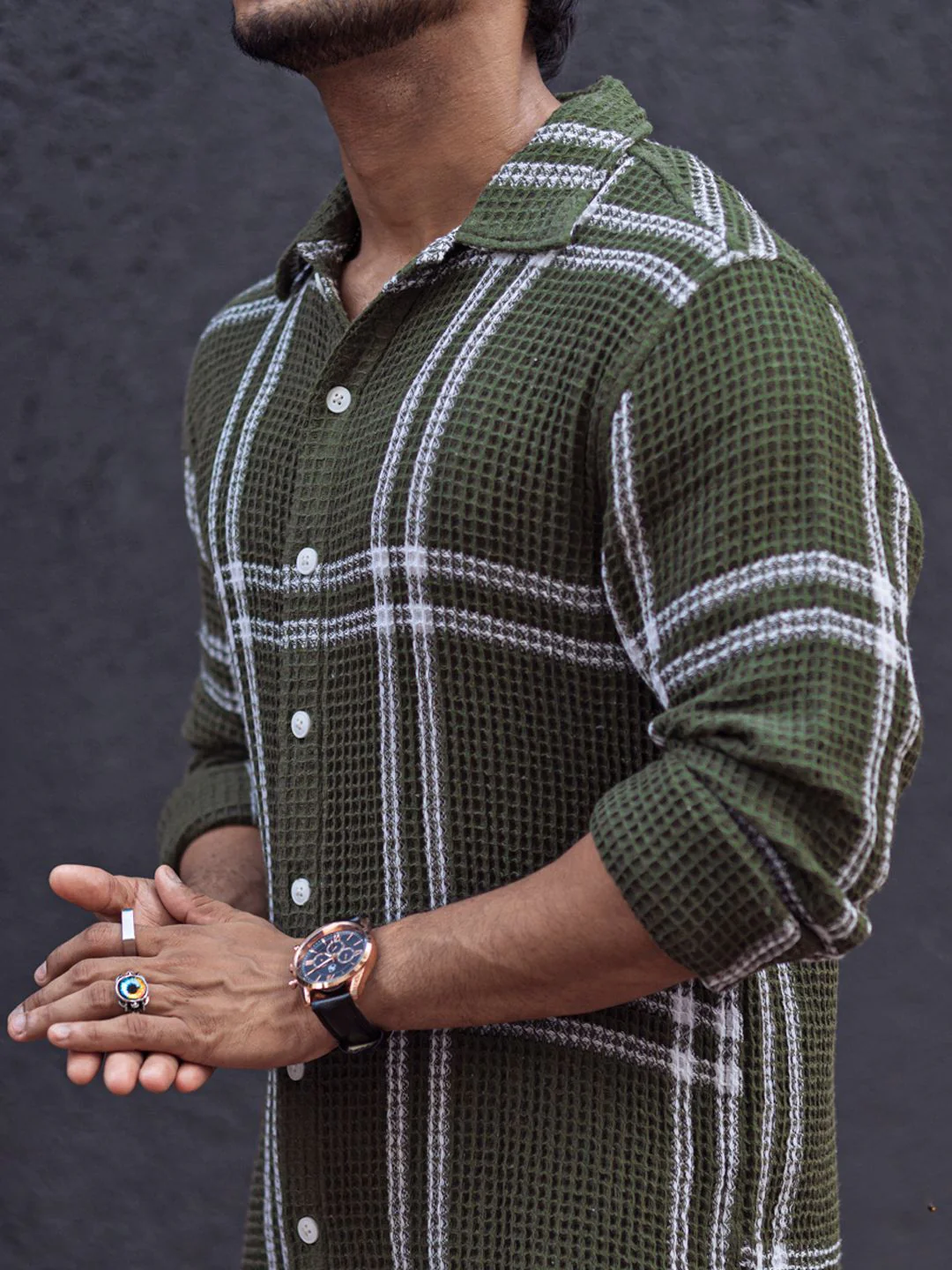 Powerlook Men Tartan Checks Opaque Striped Casual Shirt - Image 2