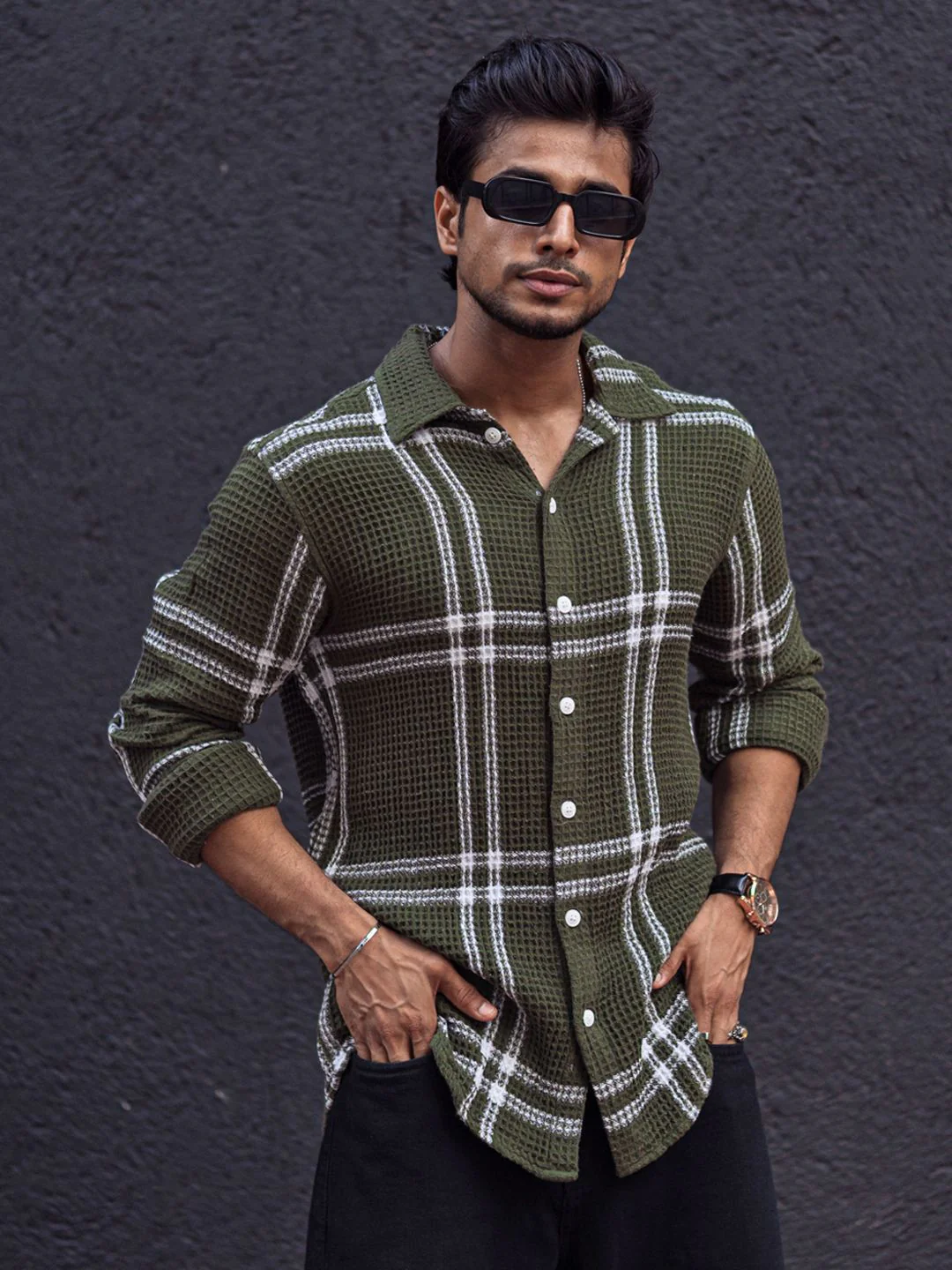 Powerlook Men Tartan Checks Opaque Striped Casual Shirt - Image 7